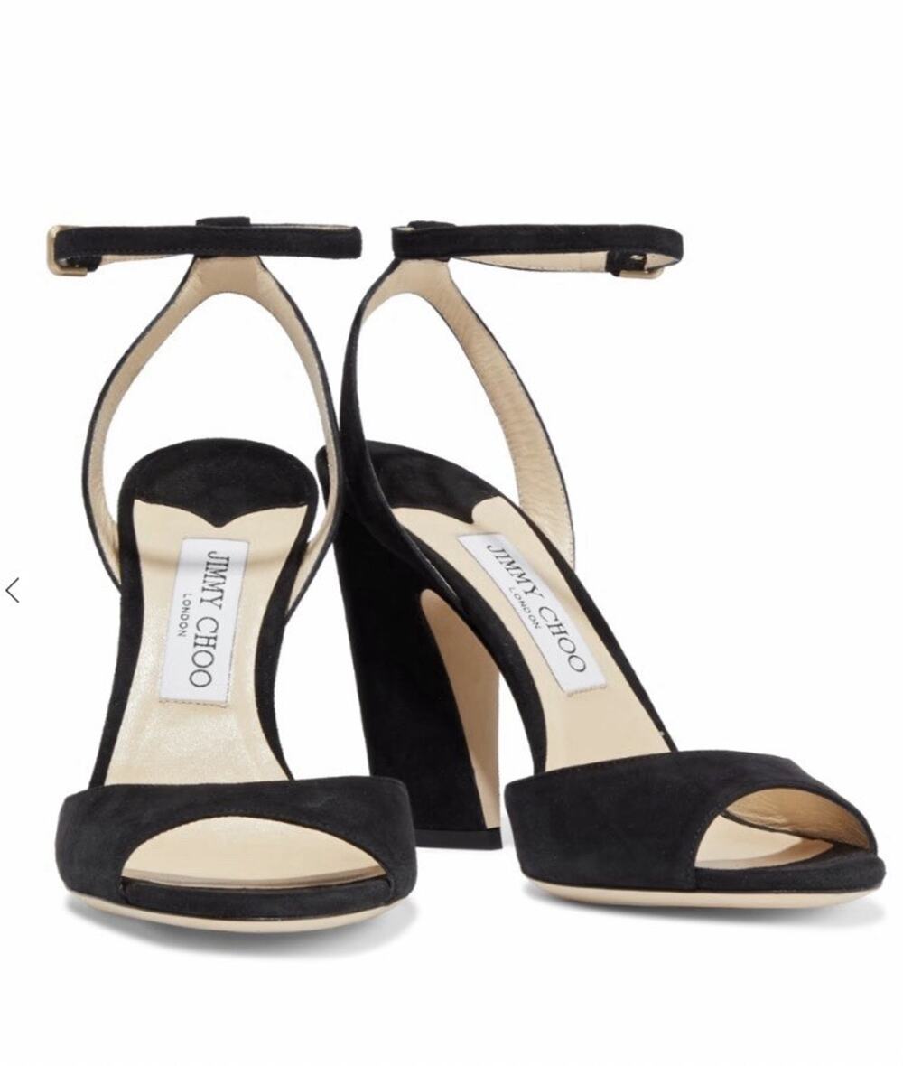 🆕Jimmy Choo Black MIRANDA 100 Suede Strappy Heels Sandals EU 40.5 NIB